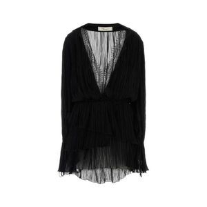 Blumarine Women Black Georgette Mini Dress